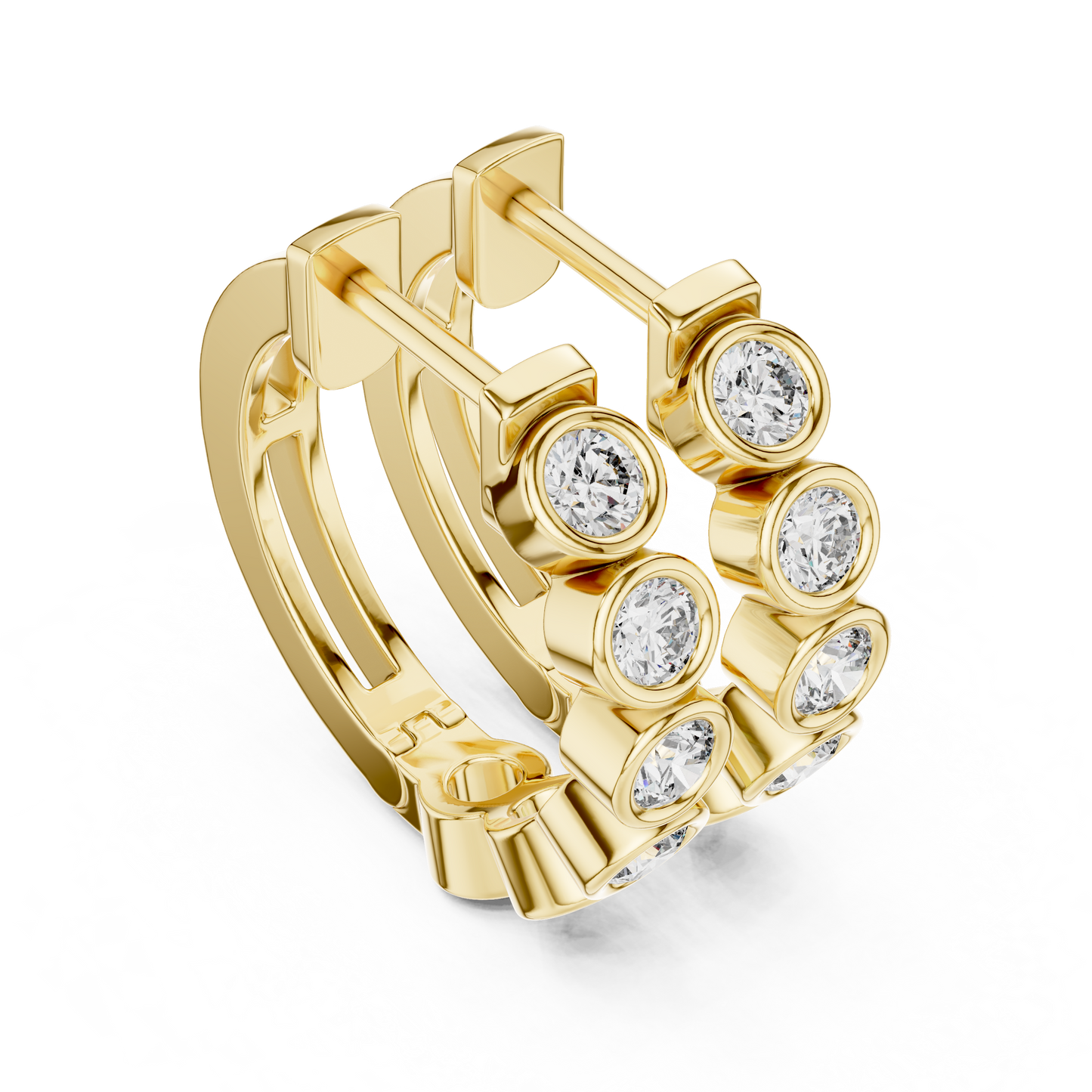 Bezel Set Round Lab Grown Diamond Hoop Earrings