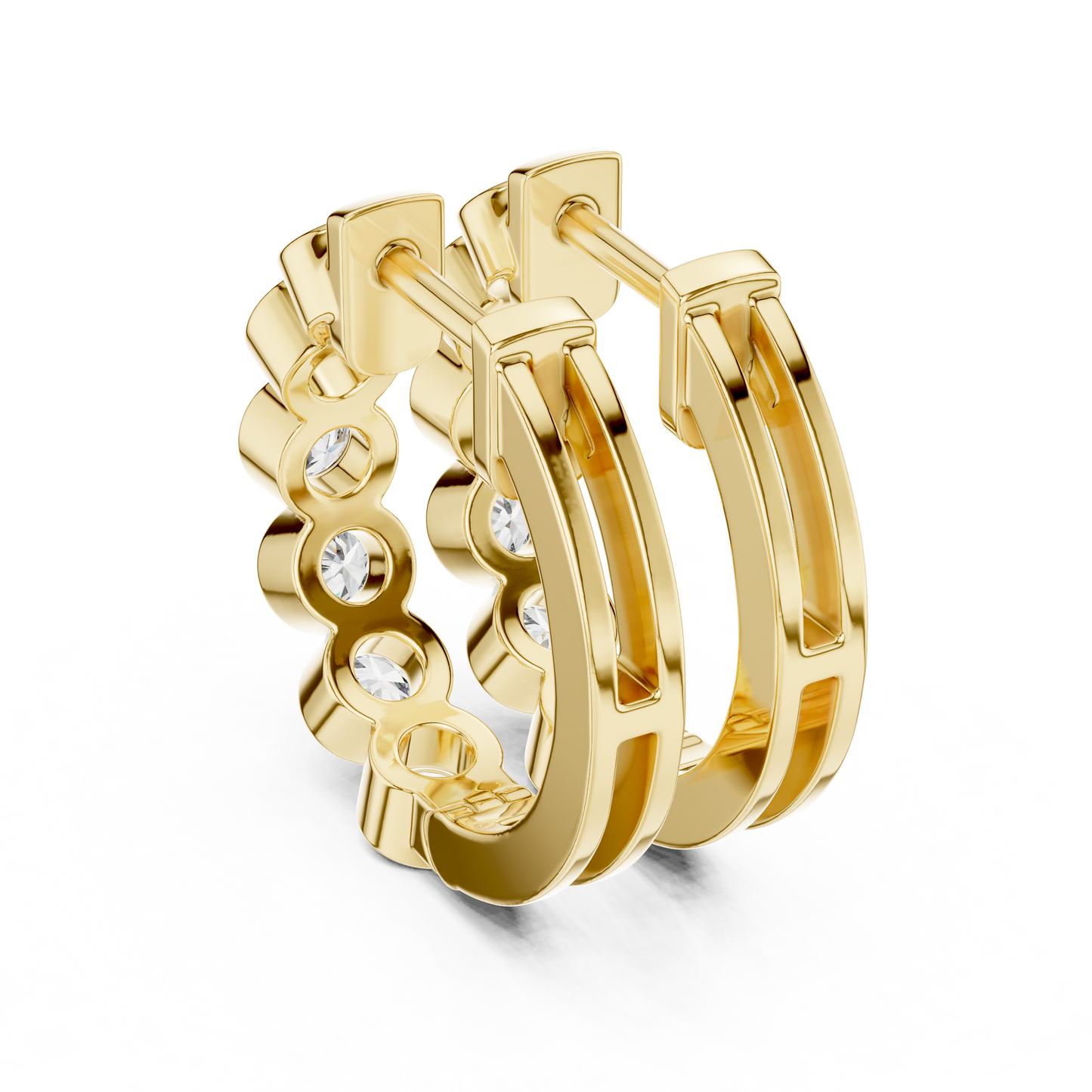 Bezel Set Round Lab Grown Diamond Hoop Earrings