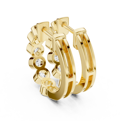 Bezel Set Round Lab Grown Diamond Hoop Earrings