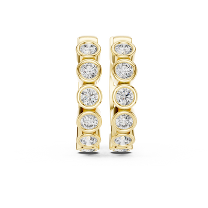 Bezel Set Round Lab Grown Diamond Hoop Earrings