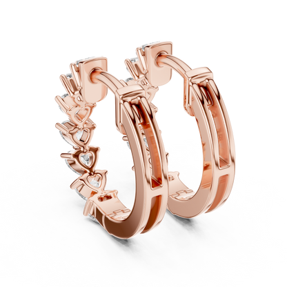 Heart Cut Lab Grown Diamond Hoop Earrings in 14K Rose Gold