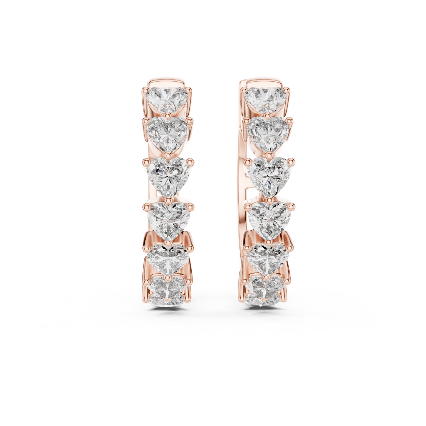 Heart Cut Lab Grown Diamond Hoop Earrings in 14K Rose Gold