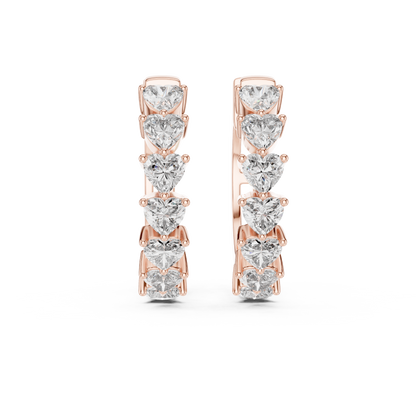 Heart Cut Lab Grown Diamond Hoop Earrings in 14K Rose Gold