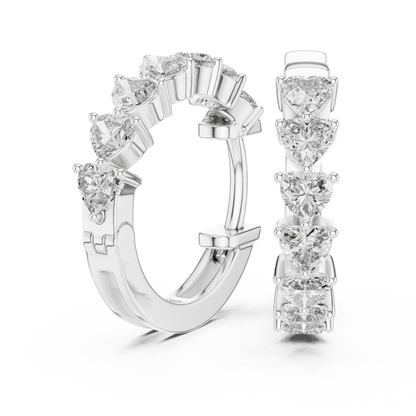 Heart Cut Lab Grown Diamond Hoop Earrings in 14K Rose Gold