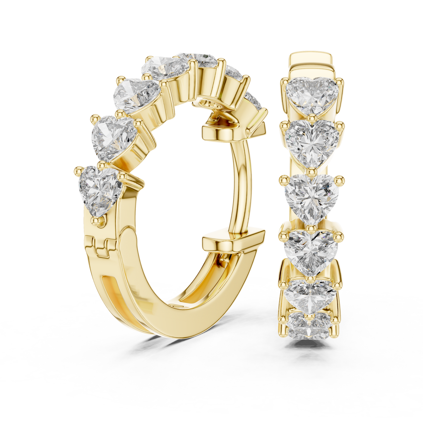 Heart Cut Lab Grown Diamond Hoop Earrings in 14K Rose Gold