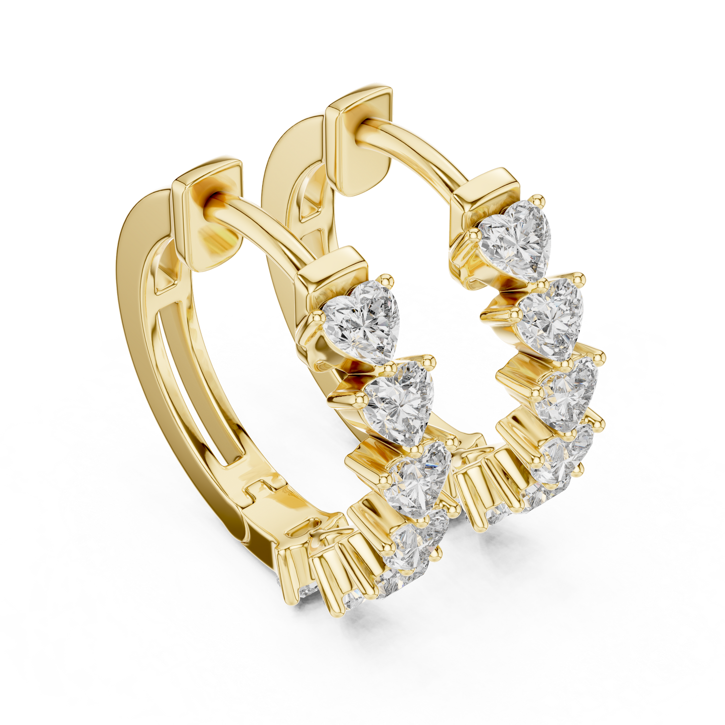 Heart Cut Lab Grown Diamond Hoop Earrings in 14K Rose Gold