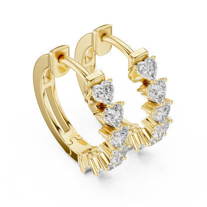 Heart Cut Lab Grown Diamond Hoop Earrings in 14K Rose Gold