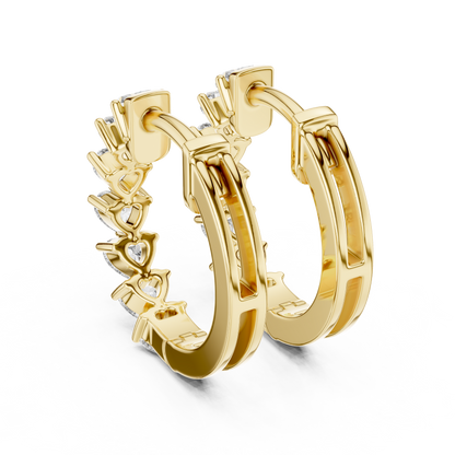 Heart Cut Lab Grown Diamond Hoop Earrings in 14K Rose Gold