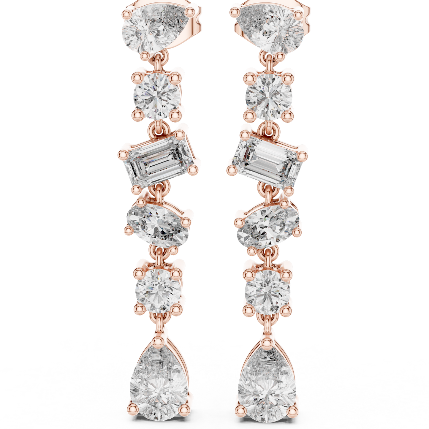 Multi Shape Lab Grown Diamond Tiered Dangle Earrings