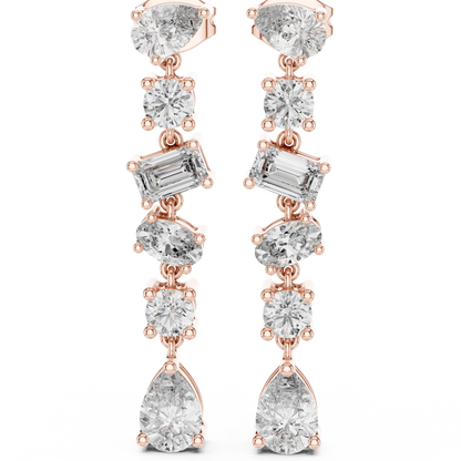 Multi Shape Lab Grown Diamond Tiered Dangle Earrings