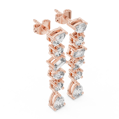 Multi Shape Lab Grown Diamond Tiered Dangle Earrings