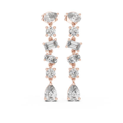 Multi Shape Lab Grown Diamond Tiered Dangle Earrings