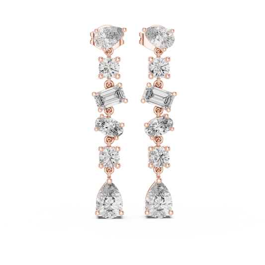 Multi Shape Lab Grown Diamond Tiered Dangle Earrings