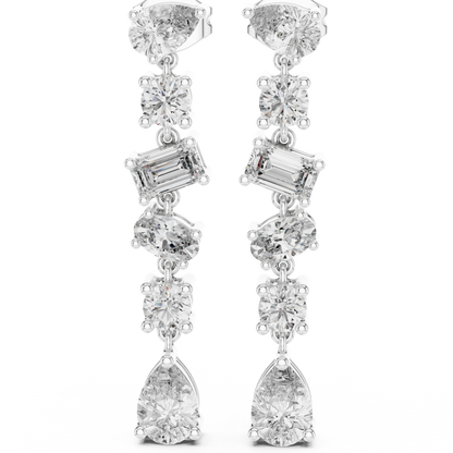 Multi Shape Lab Grown Diamond Tiered Dangle Earrings