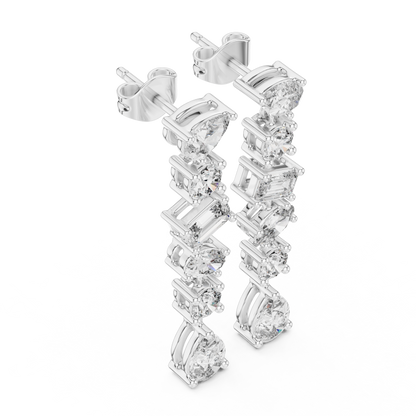 Multi Shape Lab Grown Diamond Tiered Dangle Earrings