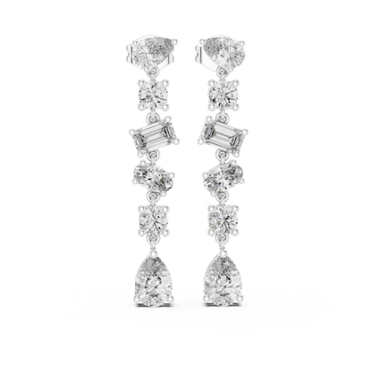 Multi Shape Lab Grown Diamond Tiered Dangle Earrings