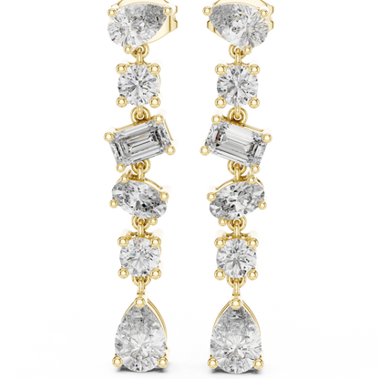 Multi Shape Lab Grown Diamond Tiered Dangle Earrings