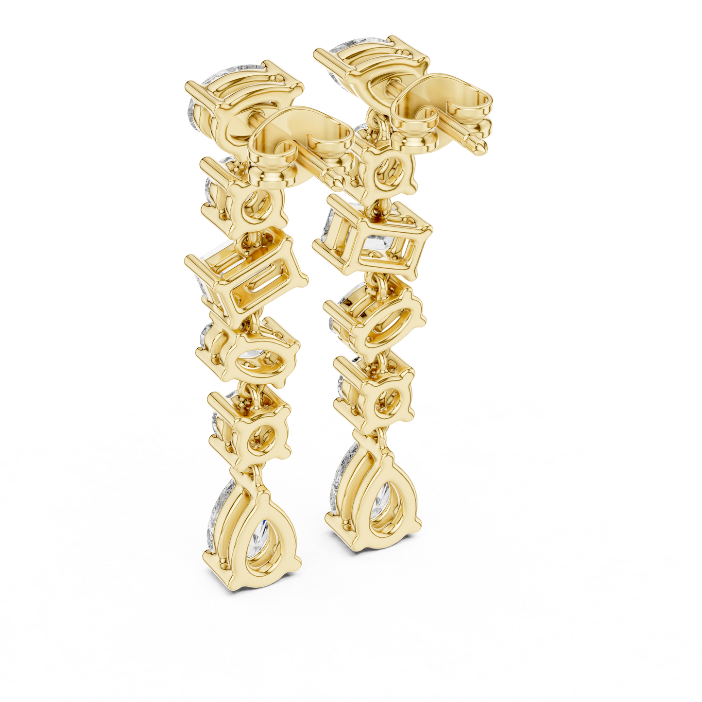 Multi Shape Lab Grown Diamond Tiered Dangle Earrings