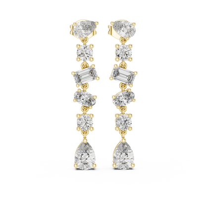 Multi Shape Lab Grown Diamond Tiered Dangle Earrings