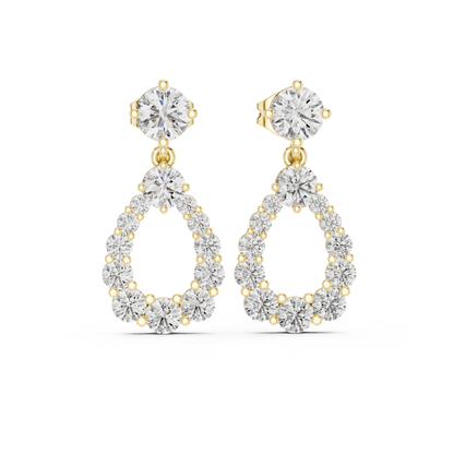 Round Lab Grown Diamond Open Teardrop Halo Dangles Earrings