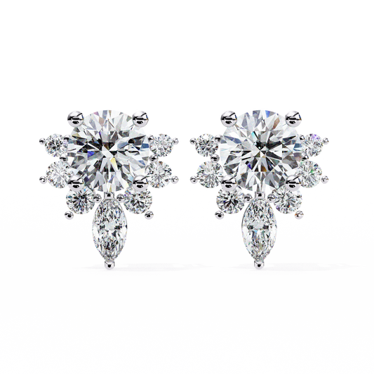 Round And Marquise Cut Lab Grown Diamond Earring