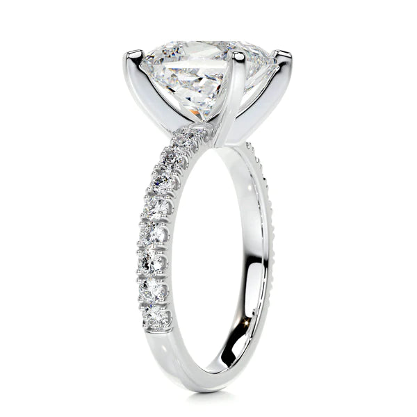 4.0 Ct Princess Cut Moissanite Silver Engagement Ring