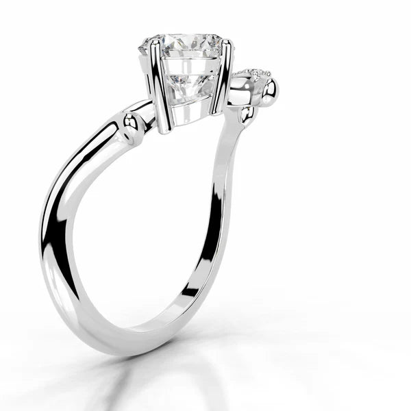 Round Cut Moissanite Silver Curved Wedding Band