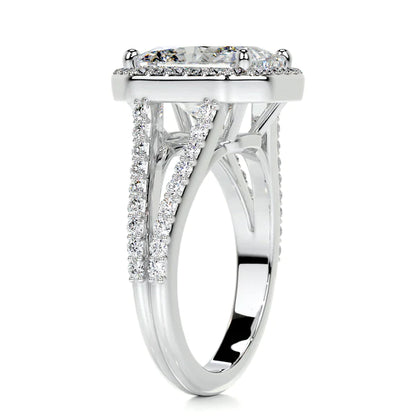 Radiant Cut Moissanite Split Shank Silver Engagement Ring
