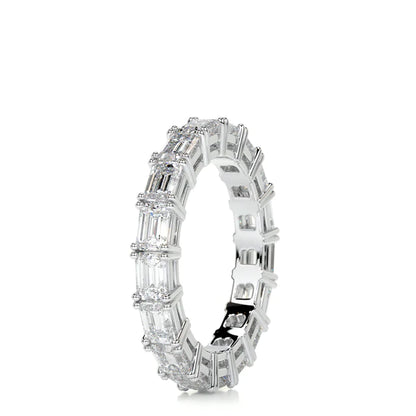 3.0 CTW Emerald Cut Moissanite Silver Full Eternity Set Wedding Band