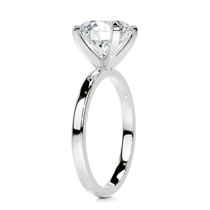 Round Cut Moissanite Four Prong Set Solitaire Silver Engagement Ring