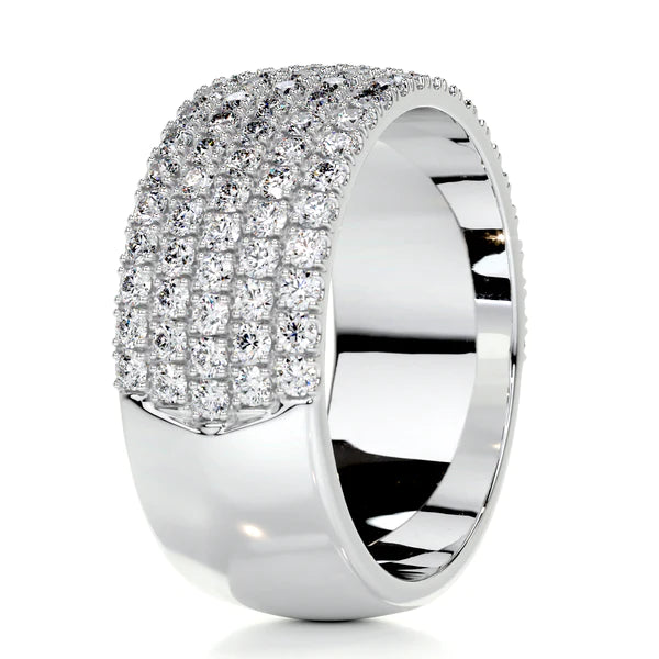 1.4 CTW Round Cut Moissanite Silver Half Eternity Set Wedding Band