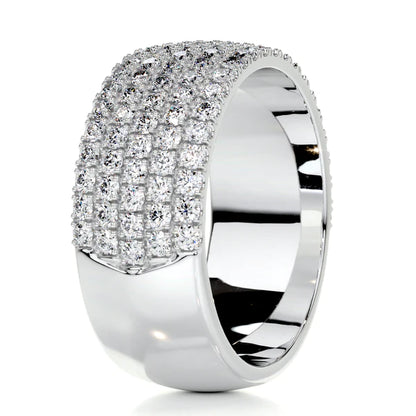 1.4 CTW Round Cut Moissanite Silver Half Eternity Set Wedding Band