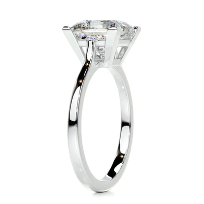 Princess Cut Moissanite Four Prong Set Silver Solitaire Engagement Ring