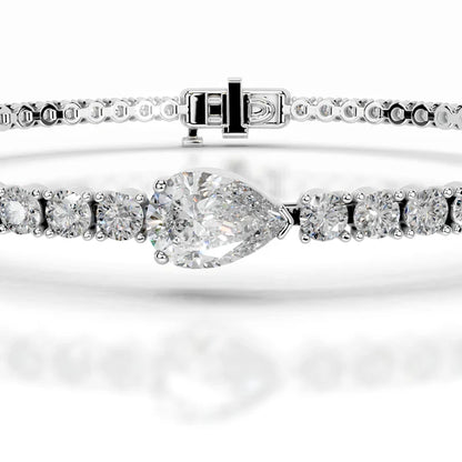 Pear Cut Moissanite Silver Tennis Bracelet