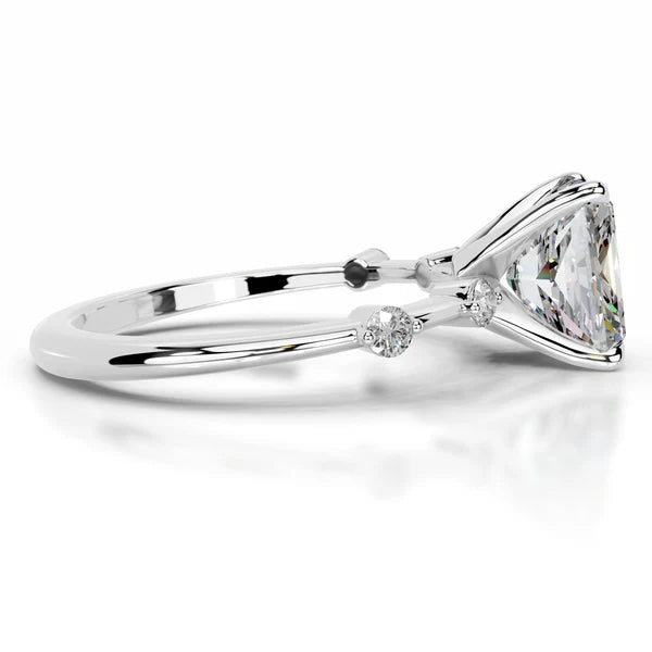 Radiant Cut Moissanite Bubble Prong Setting Silver Set Engagement Ring