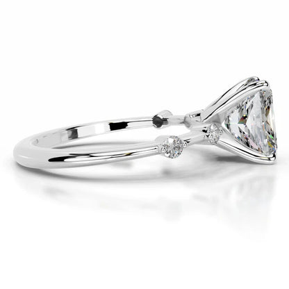 Radiant Cut Moissanite Bubble Prong Setting Silver Set Engagement Ring
