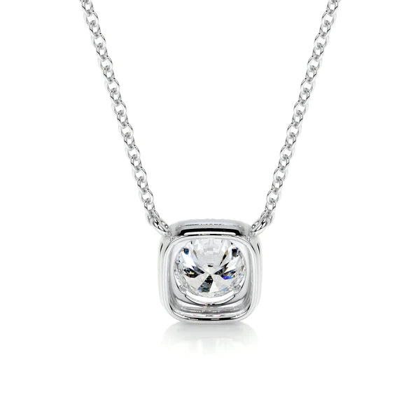 1.25 Ct Round Cut Moissanite Silver Halo Set Pendant