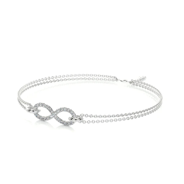 0.3 CTW Round Cut Moissanite Silver Infinity Shape Bracelet