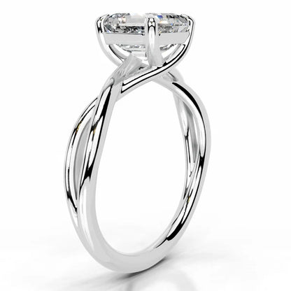 Asscher Cut Moissanite Silver Crossover Shank Engagement Ring