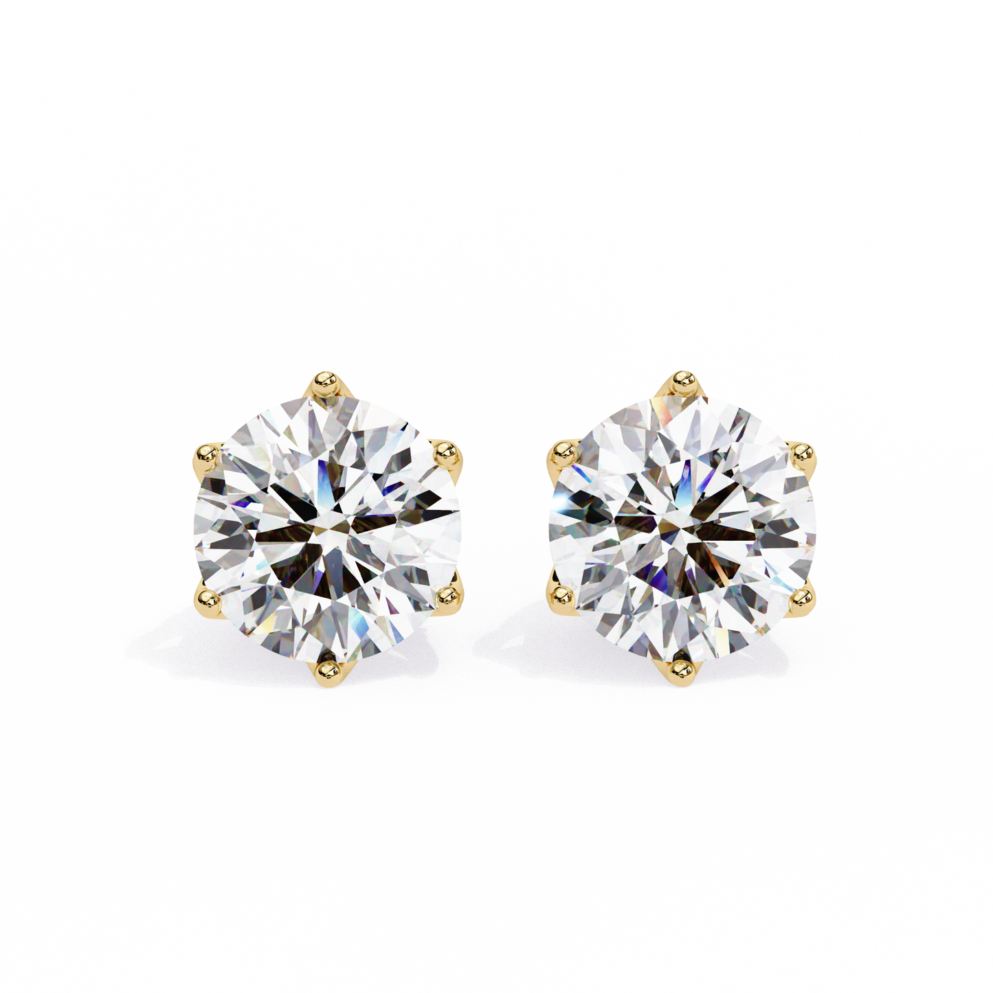 1.29 Ct For Each Round Cut Lab Grown Diamond Gold Earring