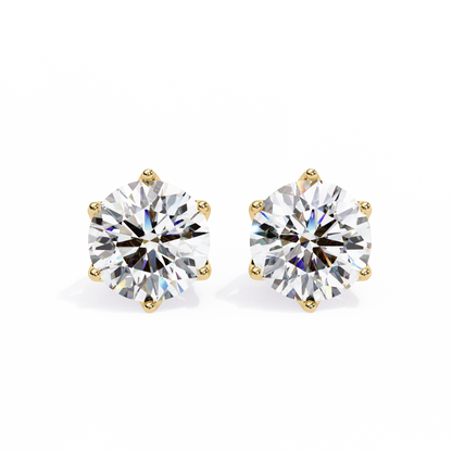 1.29 Ct For Each Round Cut Lab Grown Diamond Gold Earring