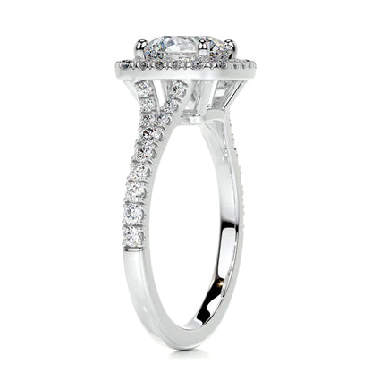 Round Cut Moissanite Pave Silver Set Engagement Ring