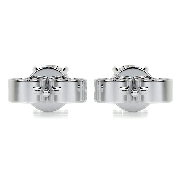Round Cut Moissanite Silver Earring