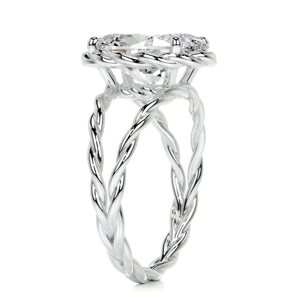 Oval Cut Moissanite Solitaire Split Shank Silver Engagement Ring