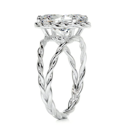 Oval Cut Moissanite Solitaire Split Shank Silver Engagement Ring