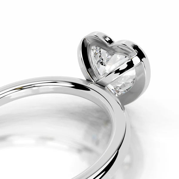 Heart Cut Moissanite Silver Bezel Set Engagement Ring