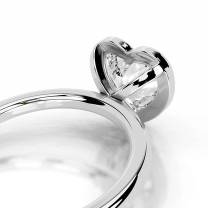 Heart Cut Moissanite Silver Bezel Set Engagement Ring