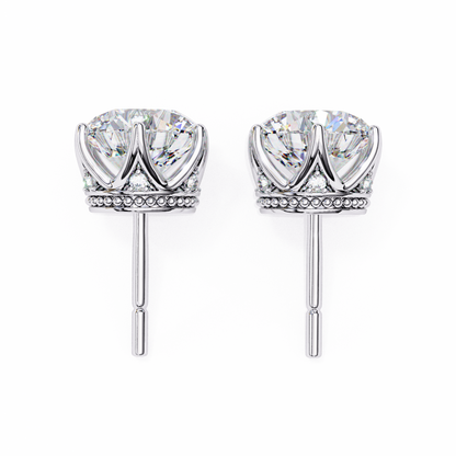 1.29 Ct For Each Round Cut Lab Grown Diamond Gold Earring