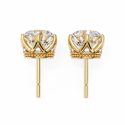 1.29 Ct For Each Round Cut Lab Grown Diamond Gold Earring