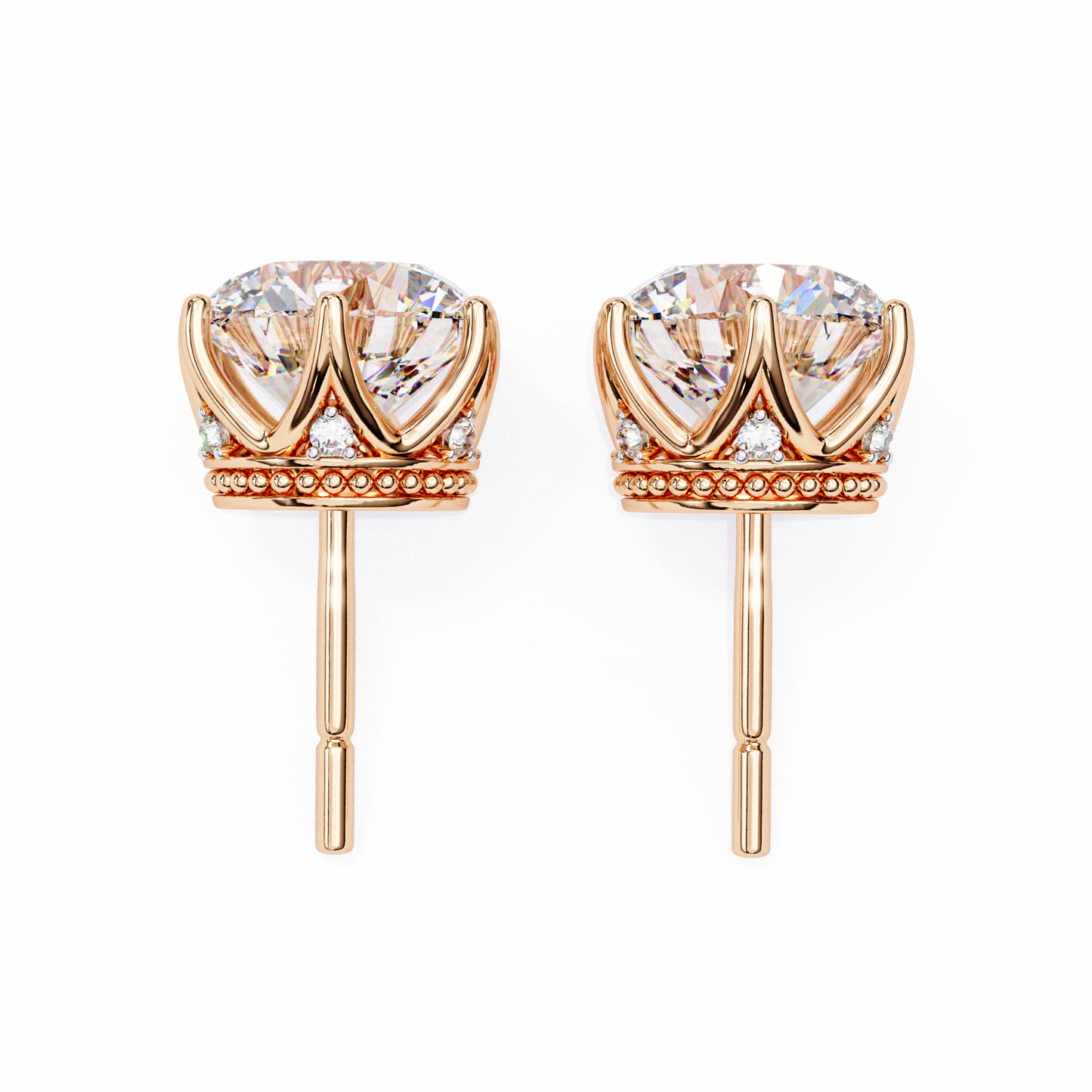 1.29 Ct For Each Round Cut Lab Grown Diamond Gold Earring